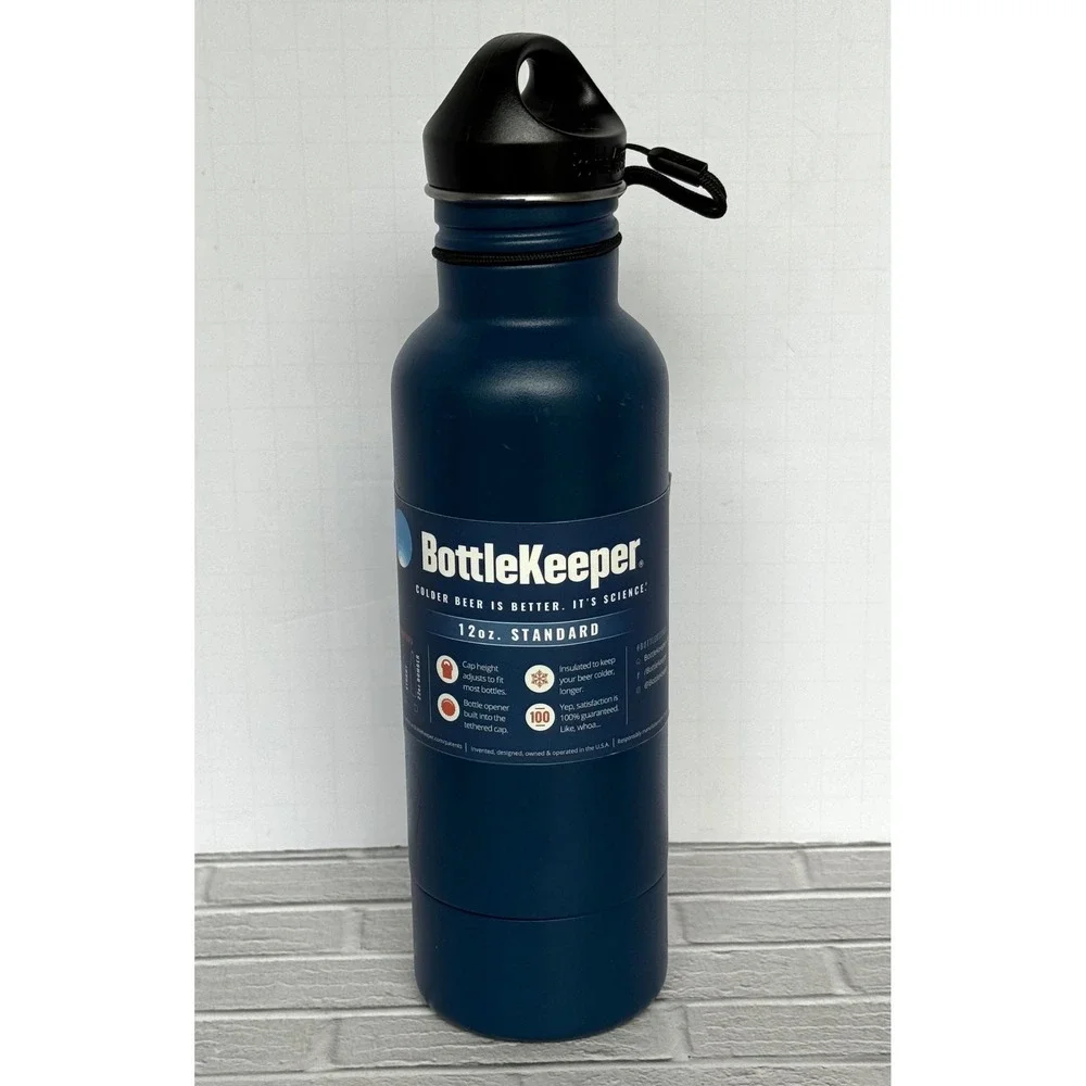 BottleKeeper Standard 2.0 Blue Powder Coat 12oz Insulated Beer Bottle Holder New